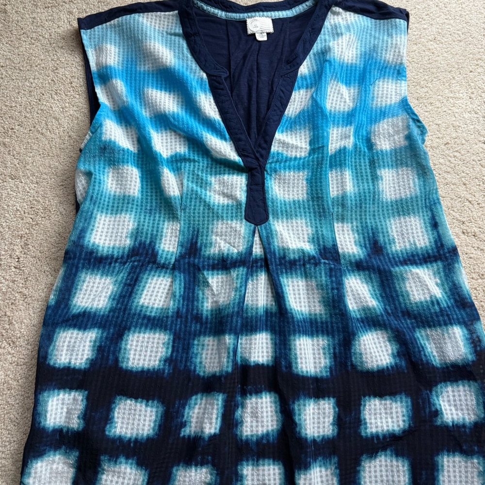 Anthropologie Blue and White Tunic Top